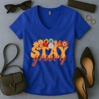 Stay Groovy Flower Power Women's V-Neck T-Shirt thumb 2