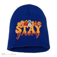 Stay Groovy Flower Power Short Acrylic Beanie thumb 0
