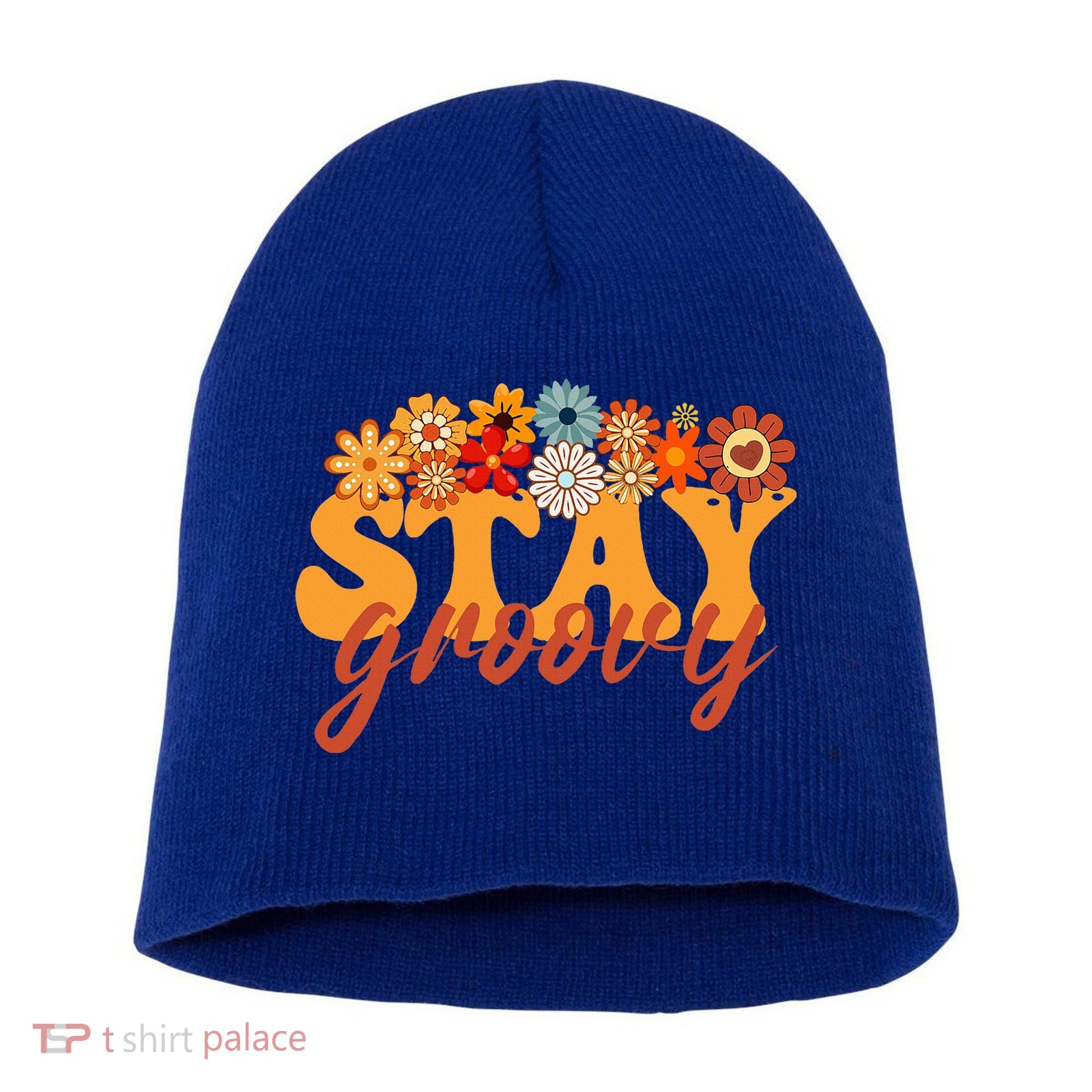 Stay Groovy Flower Power Short Acrylic Beanie