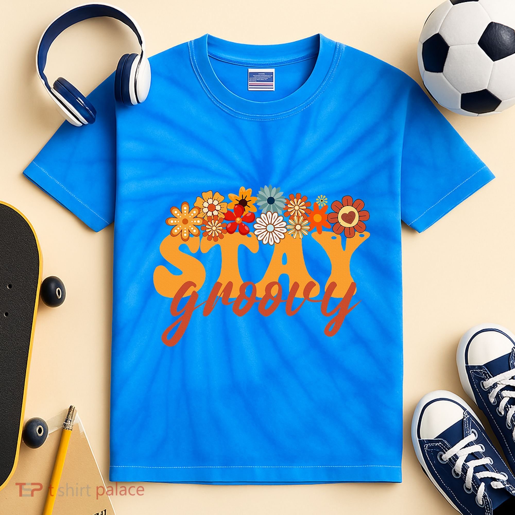 Stay Groovy Flower Power Kids Tie-Dye T-Shirt