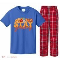 Stay Groovy Flower Power Kids Plaid Pajama Set thumb 0