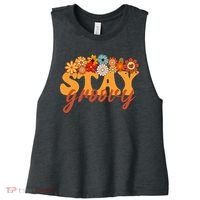 Stay Groovy Flower Power Women's Racerback Cropped Tank thumb 0