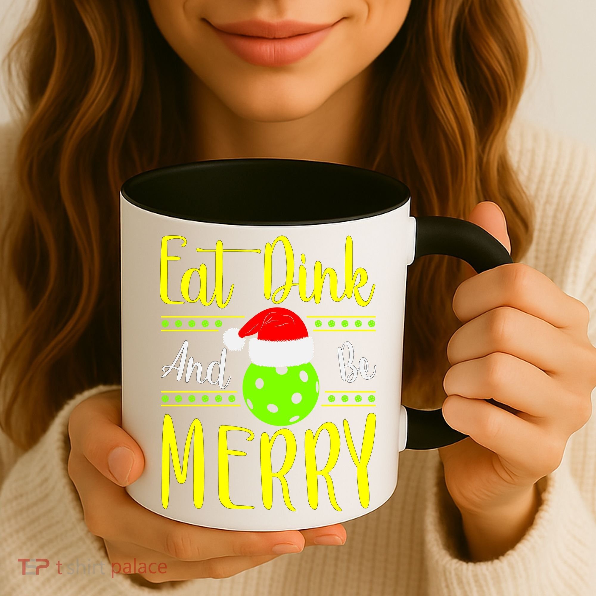 Santa Gift For Pickleball Plyer Eat Dink And Be Merry Coffee Mug