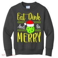 Santa Gift For Pickleball Plyer Eat Dink And Be Merry Kids Sweatshirt thumb 0