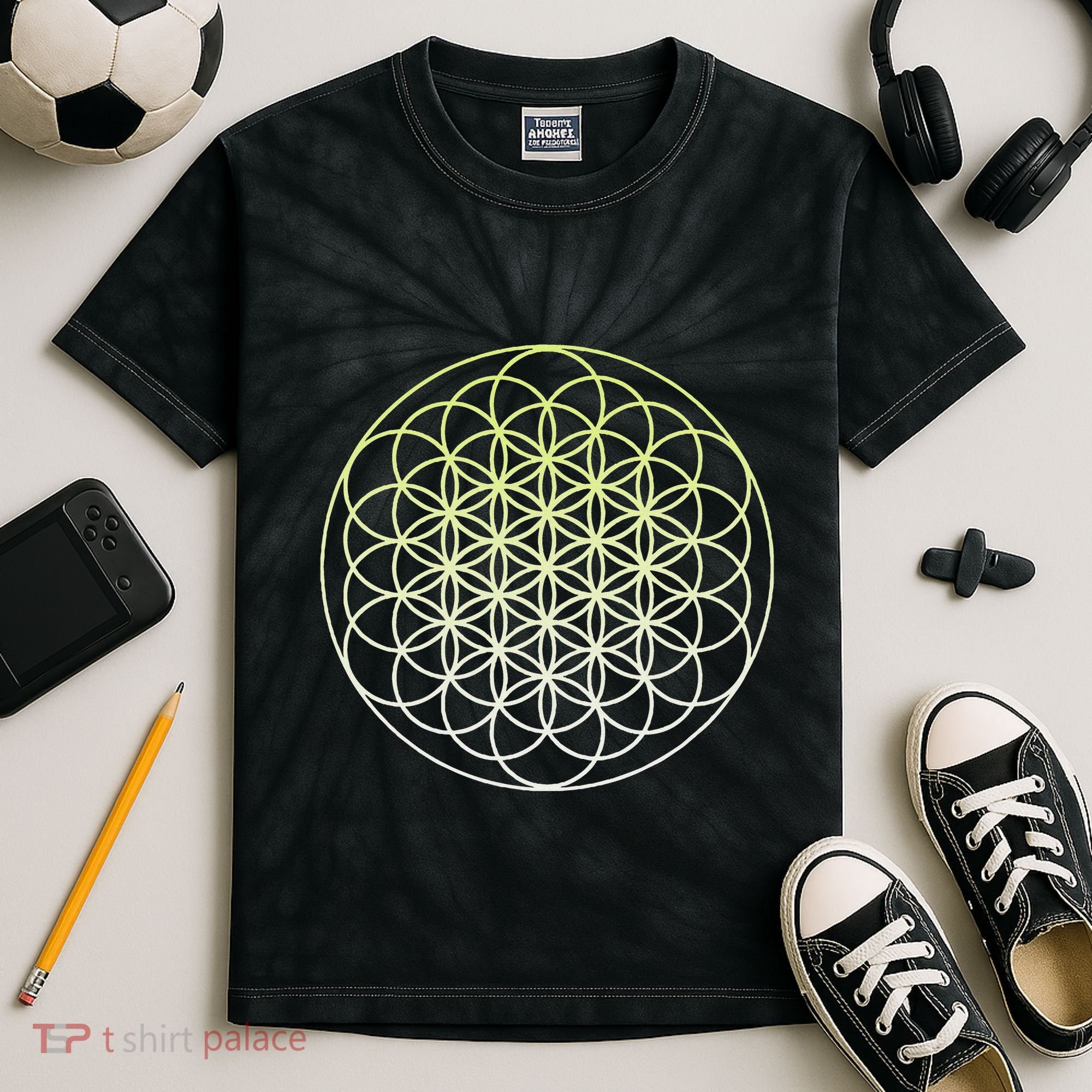 Sacred Geometry Flower Of Life Kids Tie-Dye T-Shirt