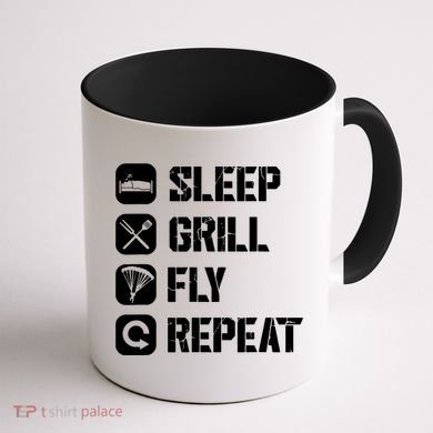 Sleep Grill Fly Repeat Coffee Mug back