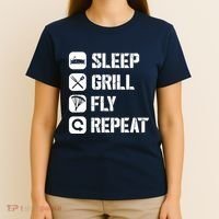 Sleep Grill Fly Repeat T-Shirt thumb 4