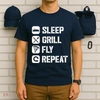 Sleep Grill Fly Repeat T-Shirt thumb 6