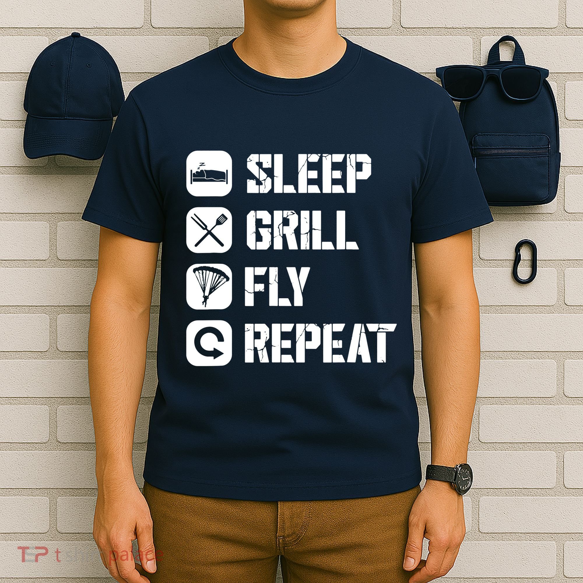 Sleep Grill Fly Repeat T-Shirt
