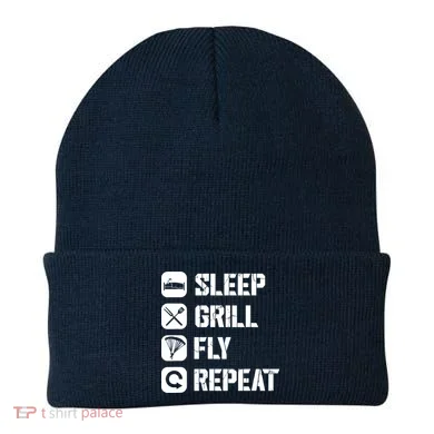 Sleep Grill Fly Repeat Beanie