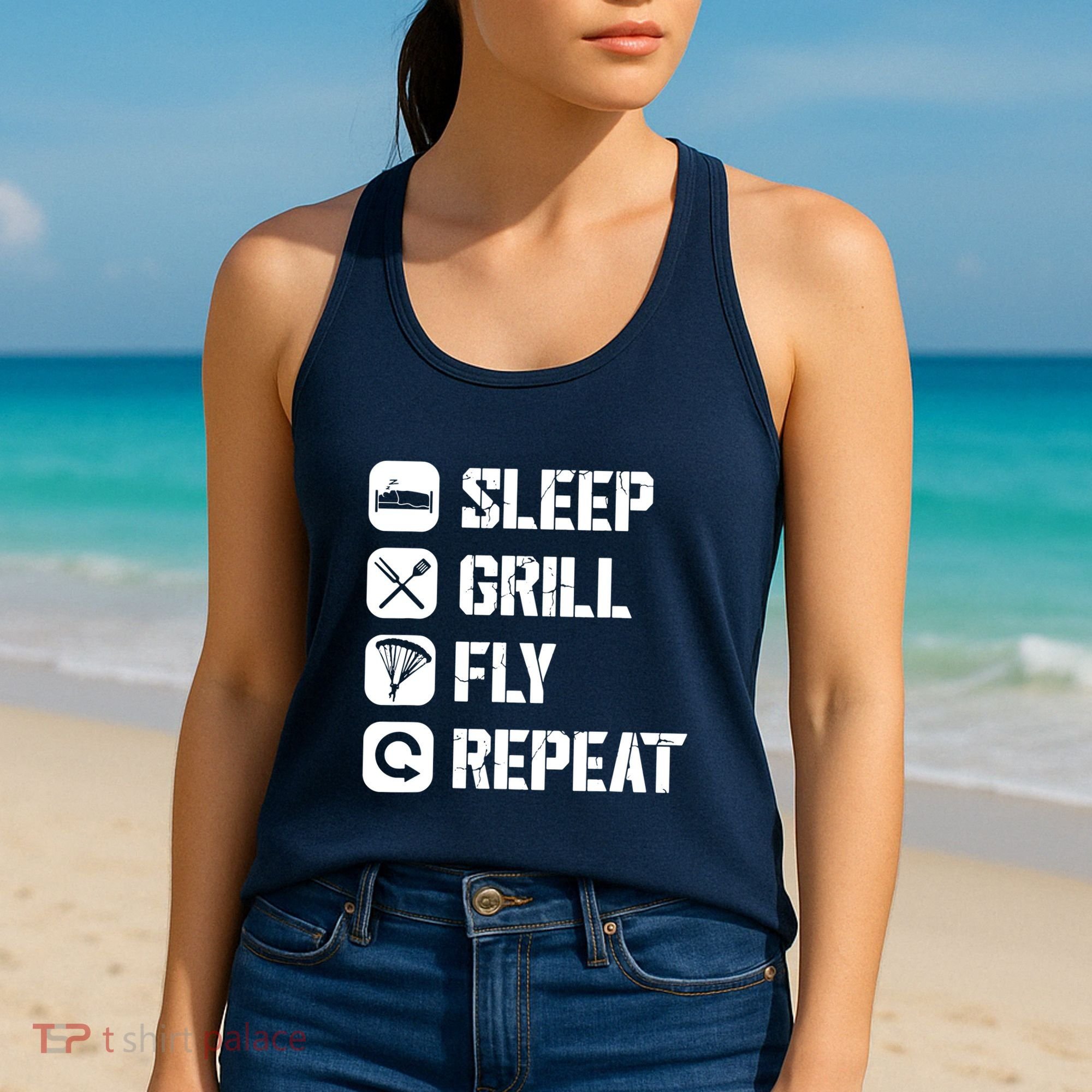 Sleep Grill Fly Repeat Women's Tank Top
