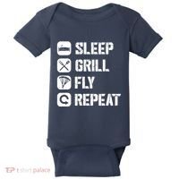 Sleep Grill Fly Repeat Baby Bodysuit thumb 0