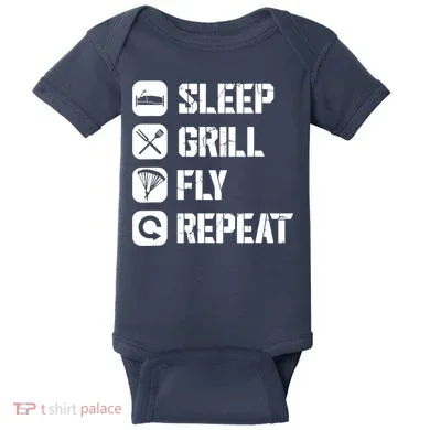 Sleep Grill Fly Repeat Baby Bodysuit