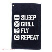 Sleep Grill Fly Repeat Golf Towel thumb 0