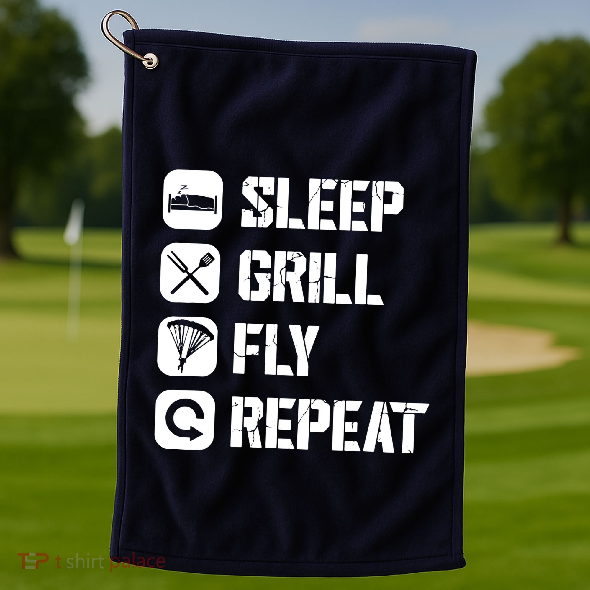 Sleep Grill Fly Repeat Golf Towel