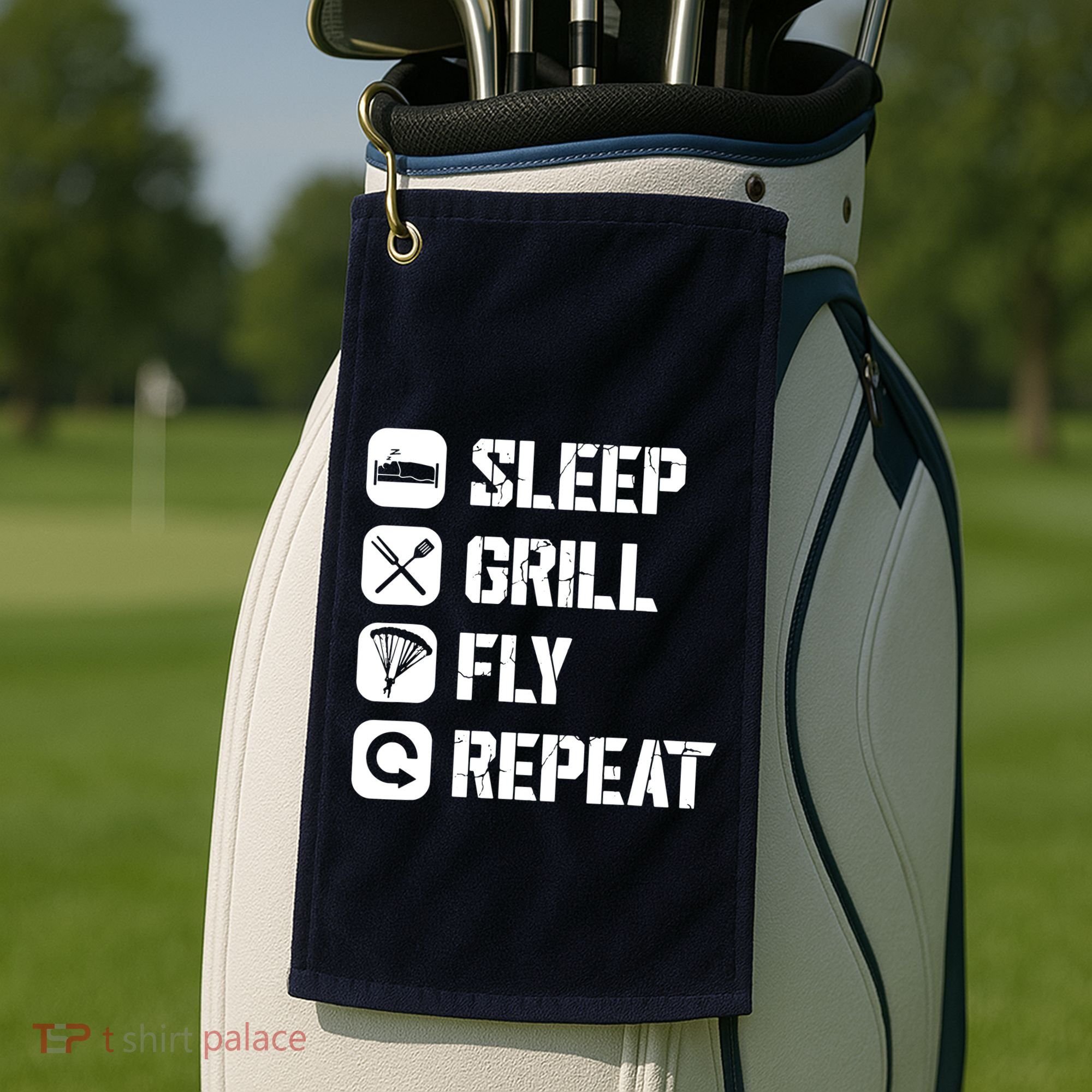 Sleep Grill Fly Repeat Golf Towel