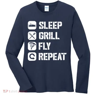 Sleep Grill Fly Repeat Women's Long Sleeve Shirt