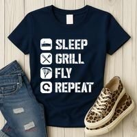 Sleep Grill Fly Repeat Women's T-Shirt thumb 3