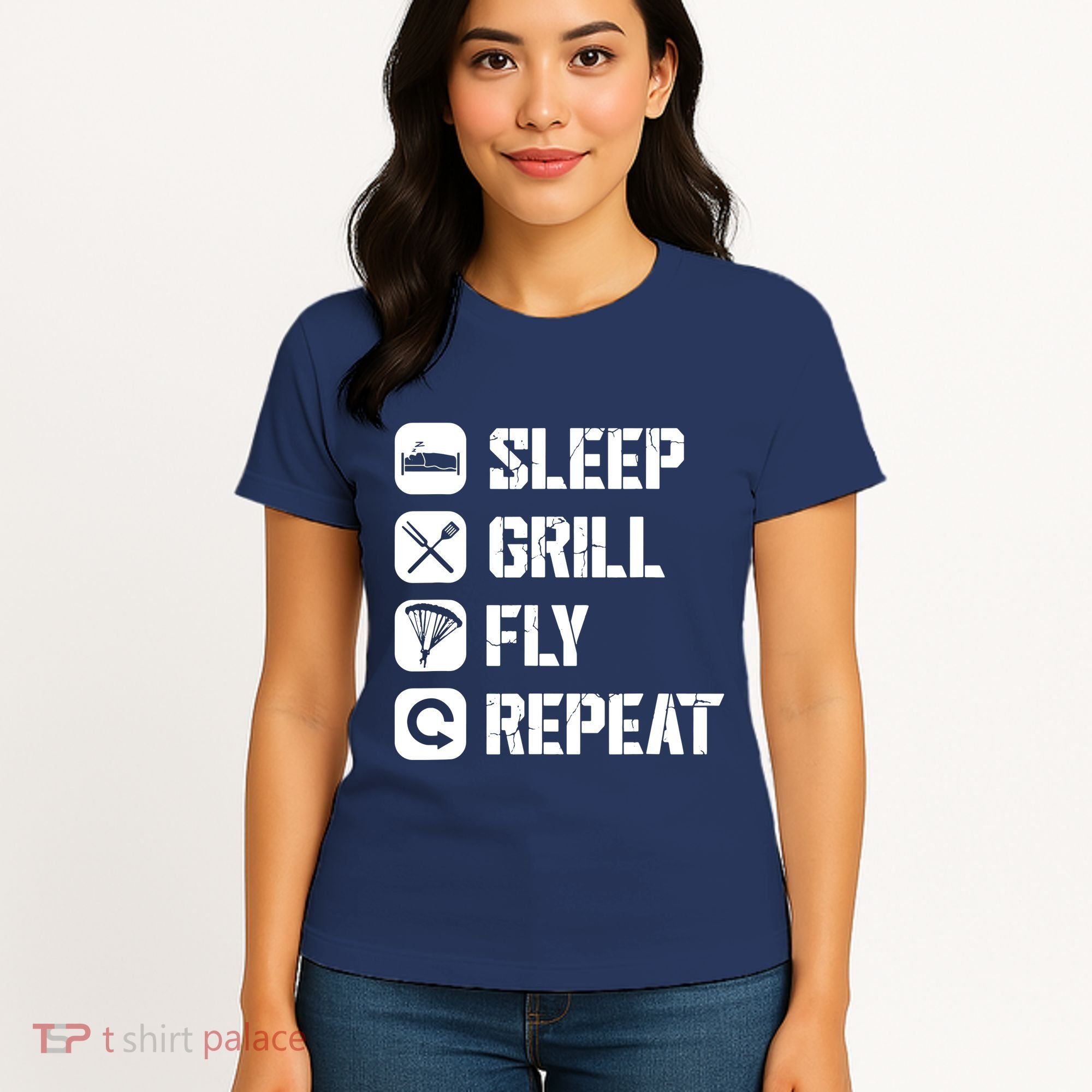 Sleep Grill Fly Repeat Women's T-Shirt