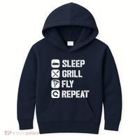 Sleep Grill Fly Repeat Kids Hoodie thumb 0