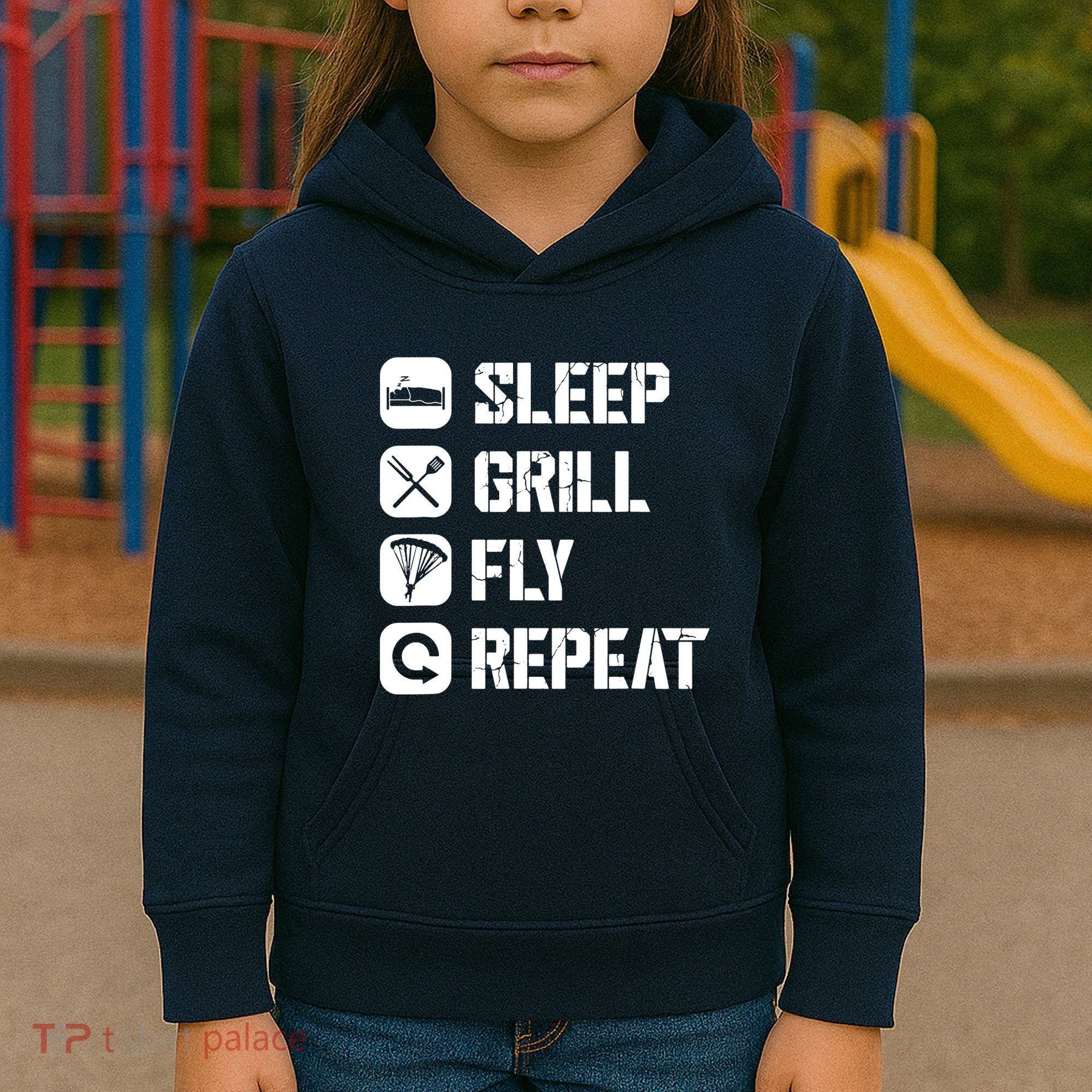 Sleep Grill Fly Repeat Kids Hoodie
