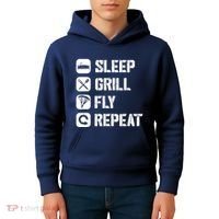 Sleep Grill Fly Repeat Kids Hoodie thumb 4
