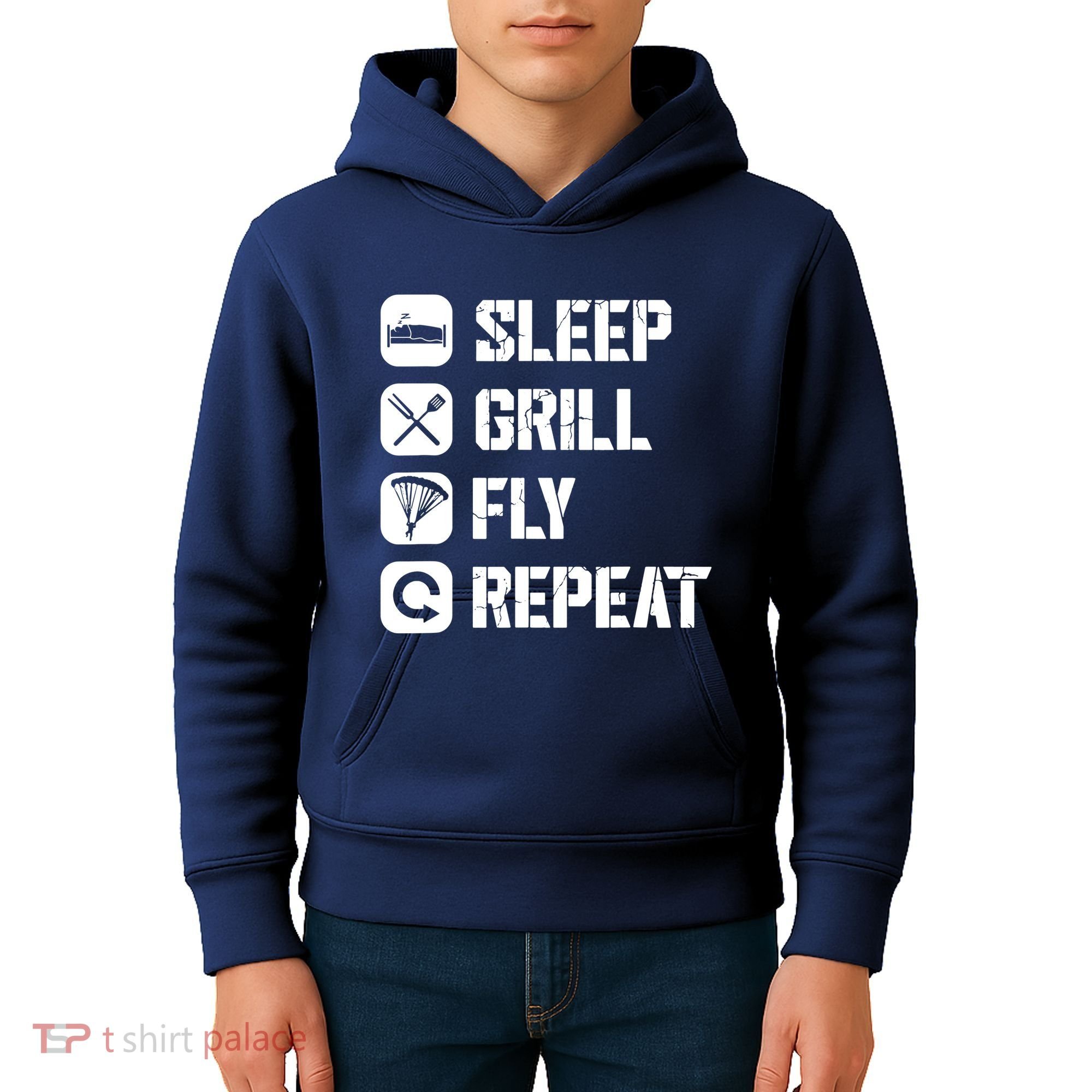 Sleep Grill Fly Repeat Kids Hoodie