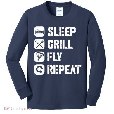 Sleep Grill Fly Repeat Kids Long Sleeve Shirt
