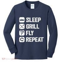 Sleep Grill Fly Repeat Kids Long Sleeve Shirt thumb 0