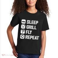 Sleep Grill Fly Repeat Kids T-Shirt thumb 2