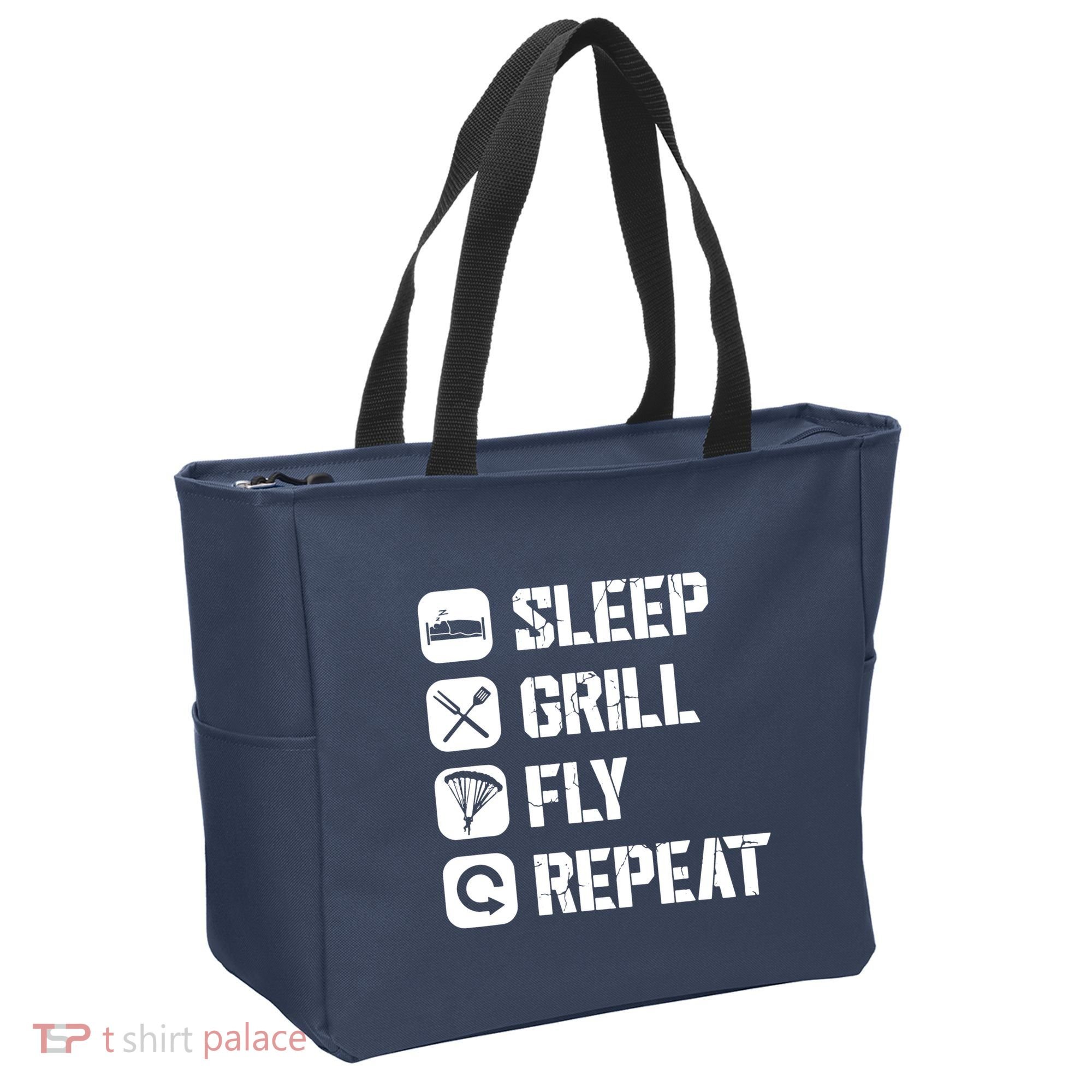 Sleep Grill Fly Repeat Tote Bag