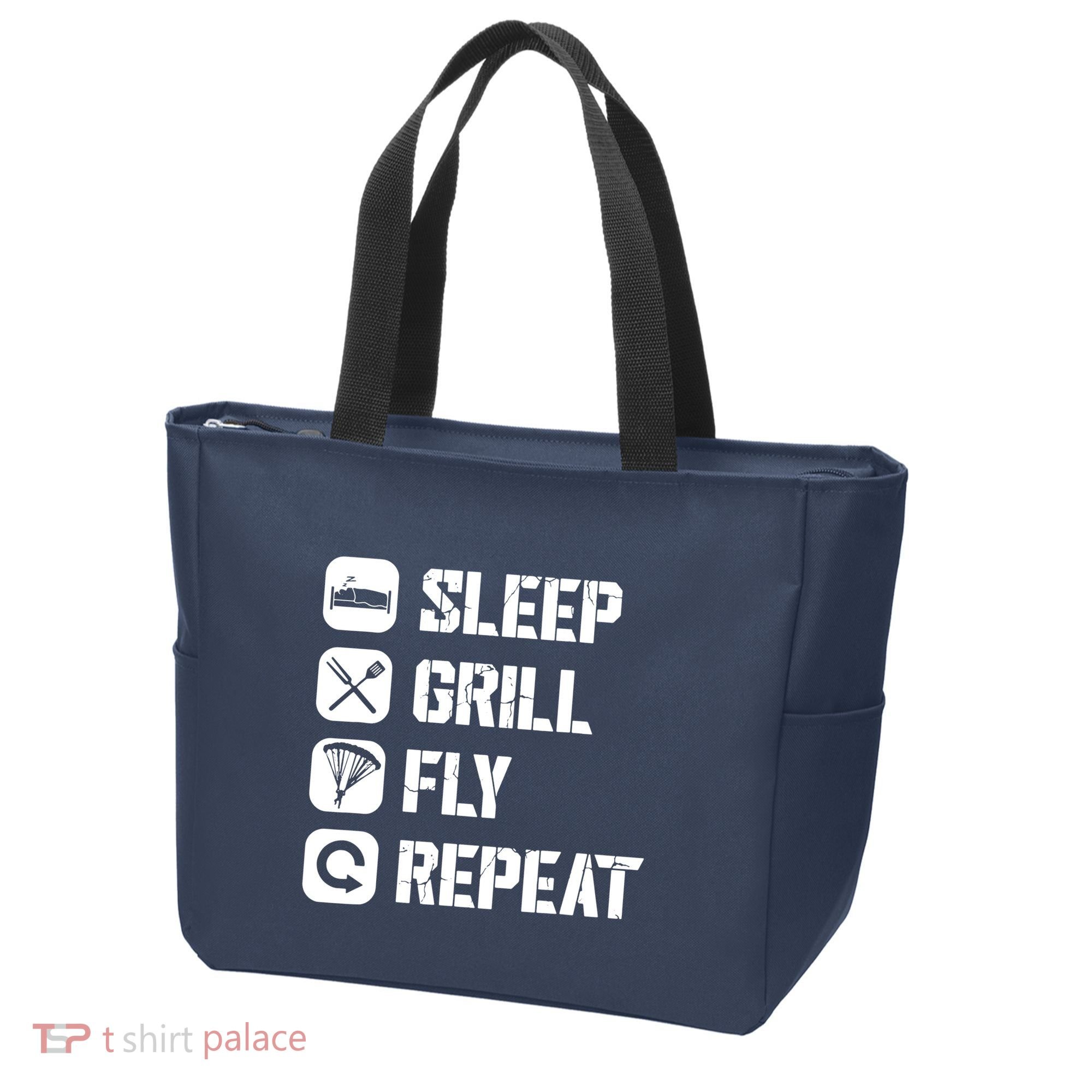 Sleep Grill Fly Repeat Tote Bag
