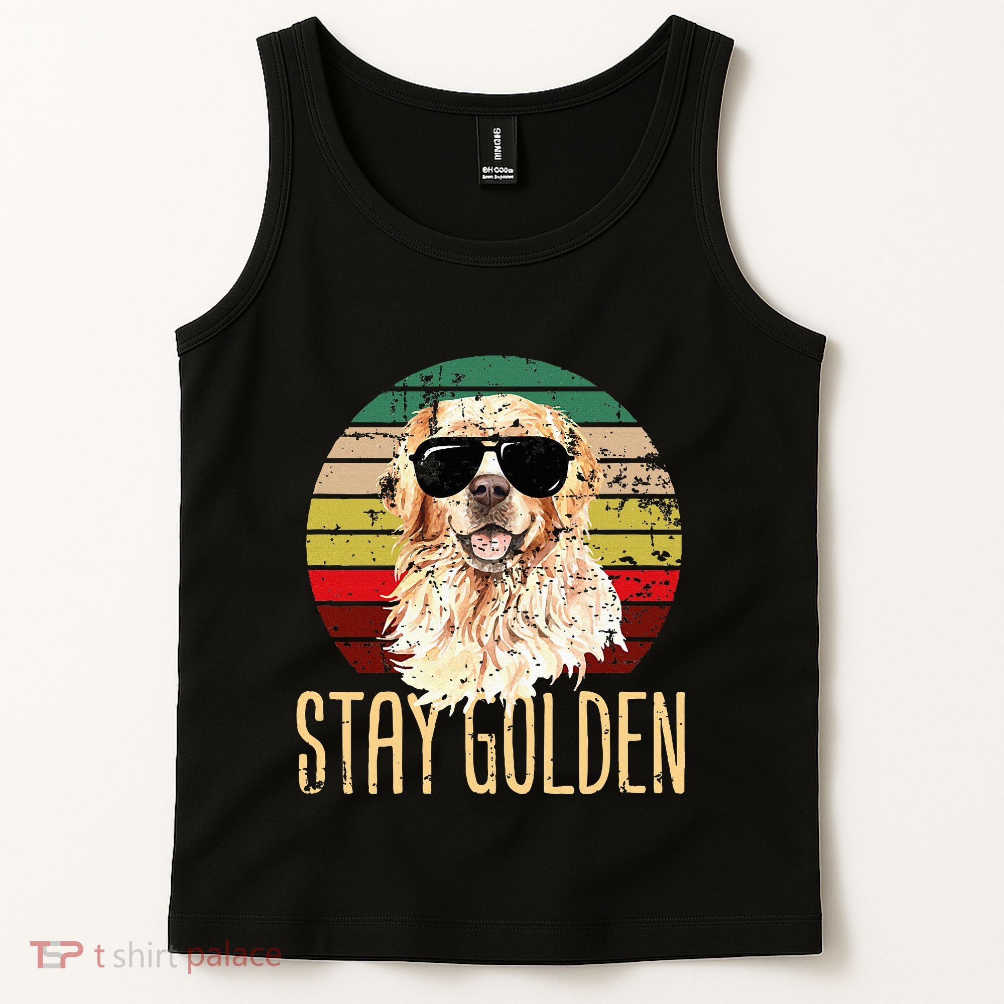 Stay Golden Funny Retro Golden Retriever Dog Breed Lover Tank Top