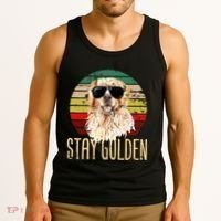 Stay Golden Funny Retro Golden Retriever Dog Breed Lover Tank Top thumb 3