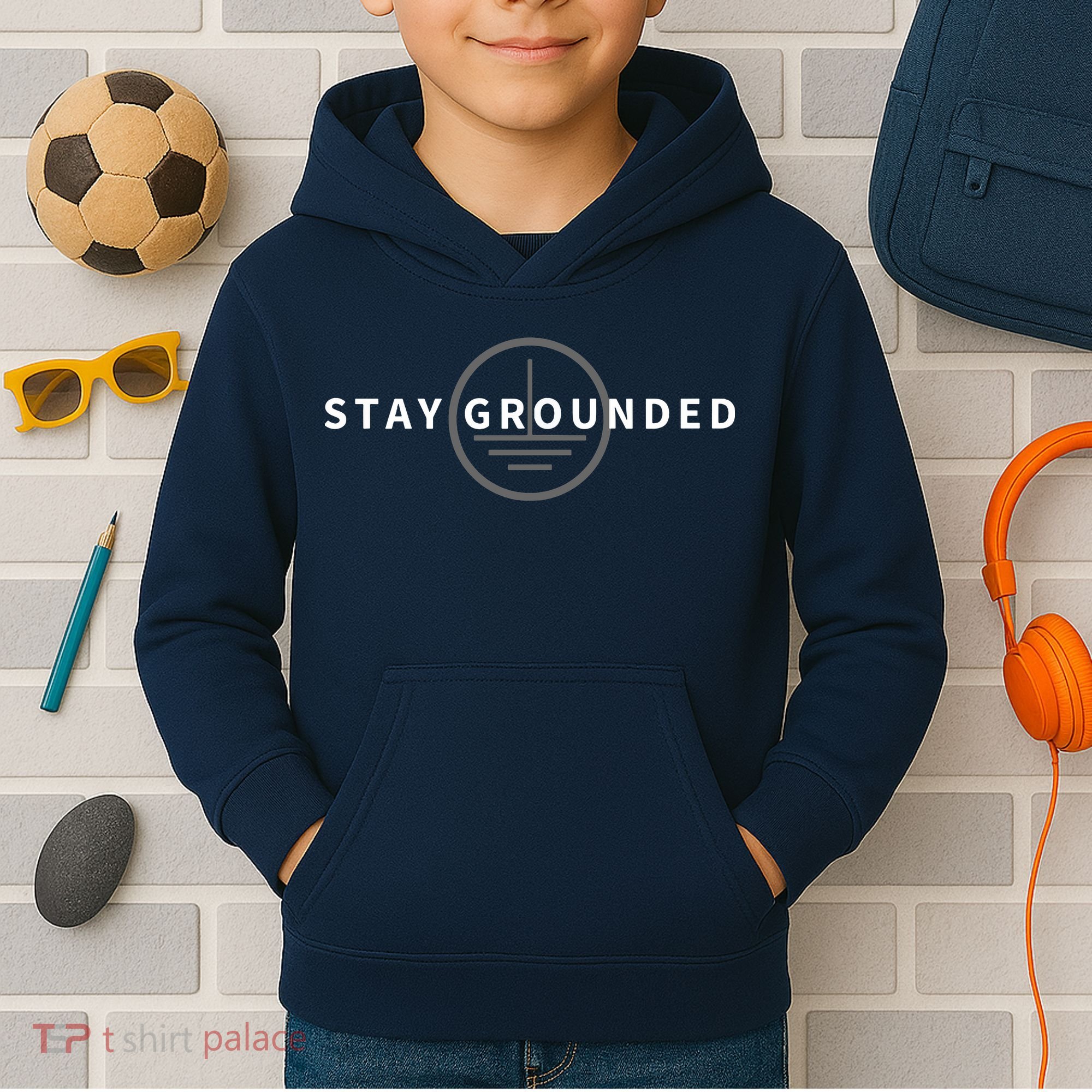 Stay Grounded Funny Electrician Gift Kids Hoodie
