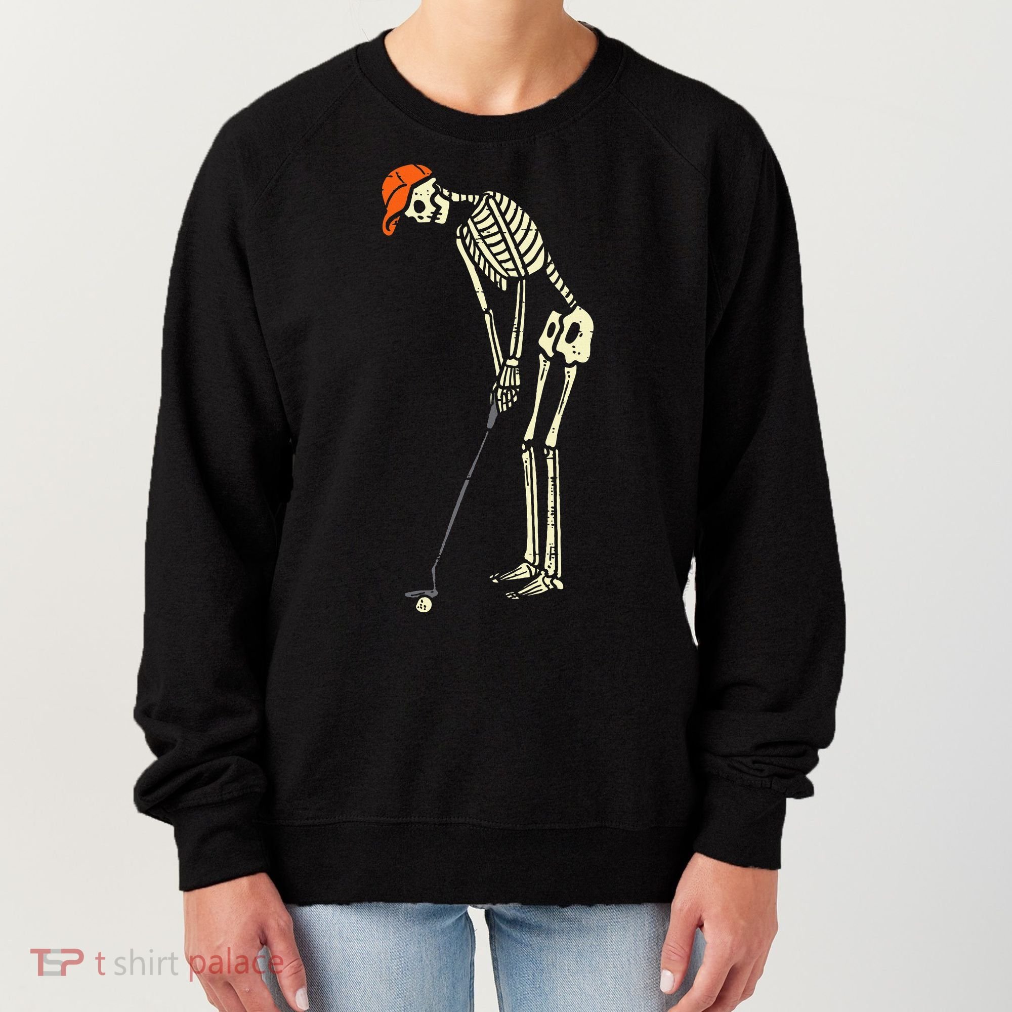 Skeleton Golf Funny Halloween Golfing Sports Golfer Women's Sweatshirt