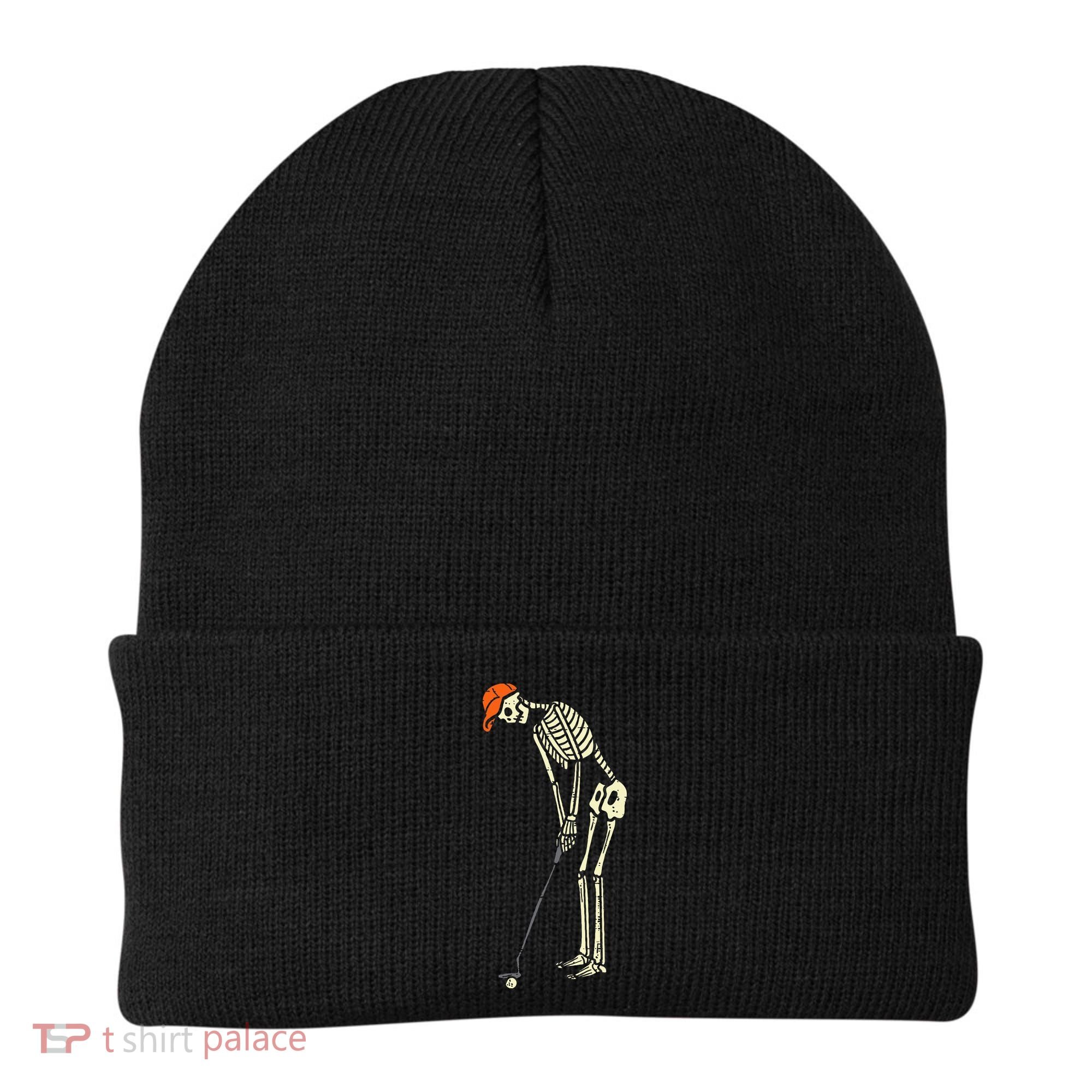 Skeleton Golf Funny Halloween Golfing Sports Golfer Beanie