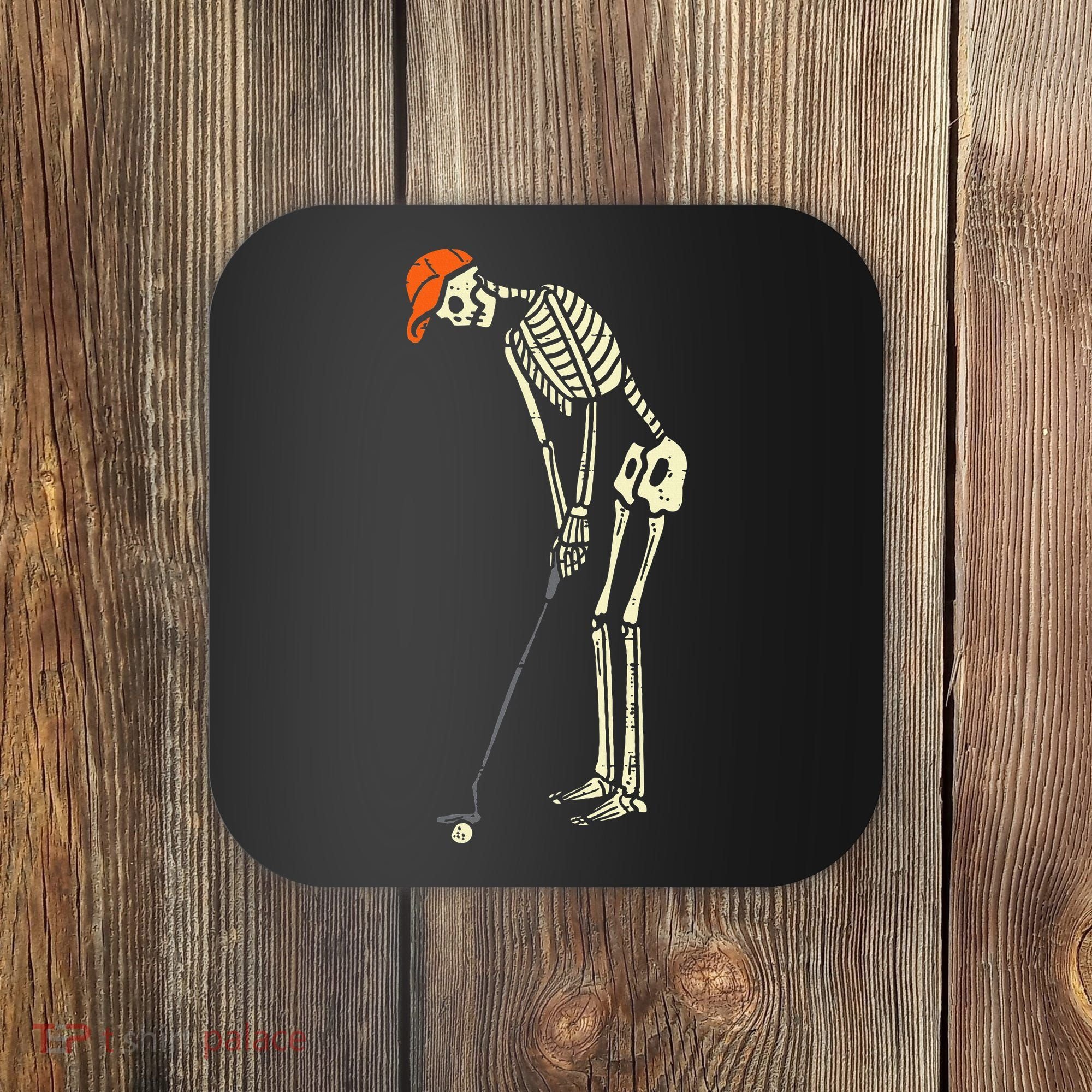 Skeleton Golf Funny Halloween Golfing Sports Golfer Coaster