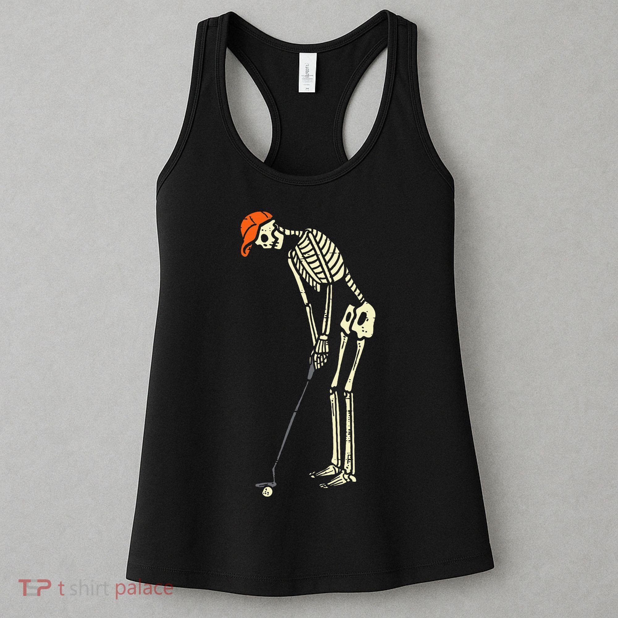 Skeleton Golf Funny Halloween Golfing Sports Golfer Women's Tank Top