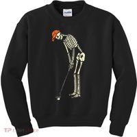 Skeleton Golf Funny Halloween Golfing Sports Golfer Kids Sweatshirt thumb 0