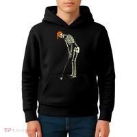 Skeleton Golf Funny Halloween Golfing Sports Golfer Kids Hoodie thumb 4