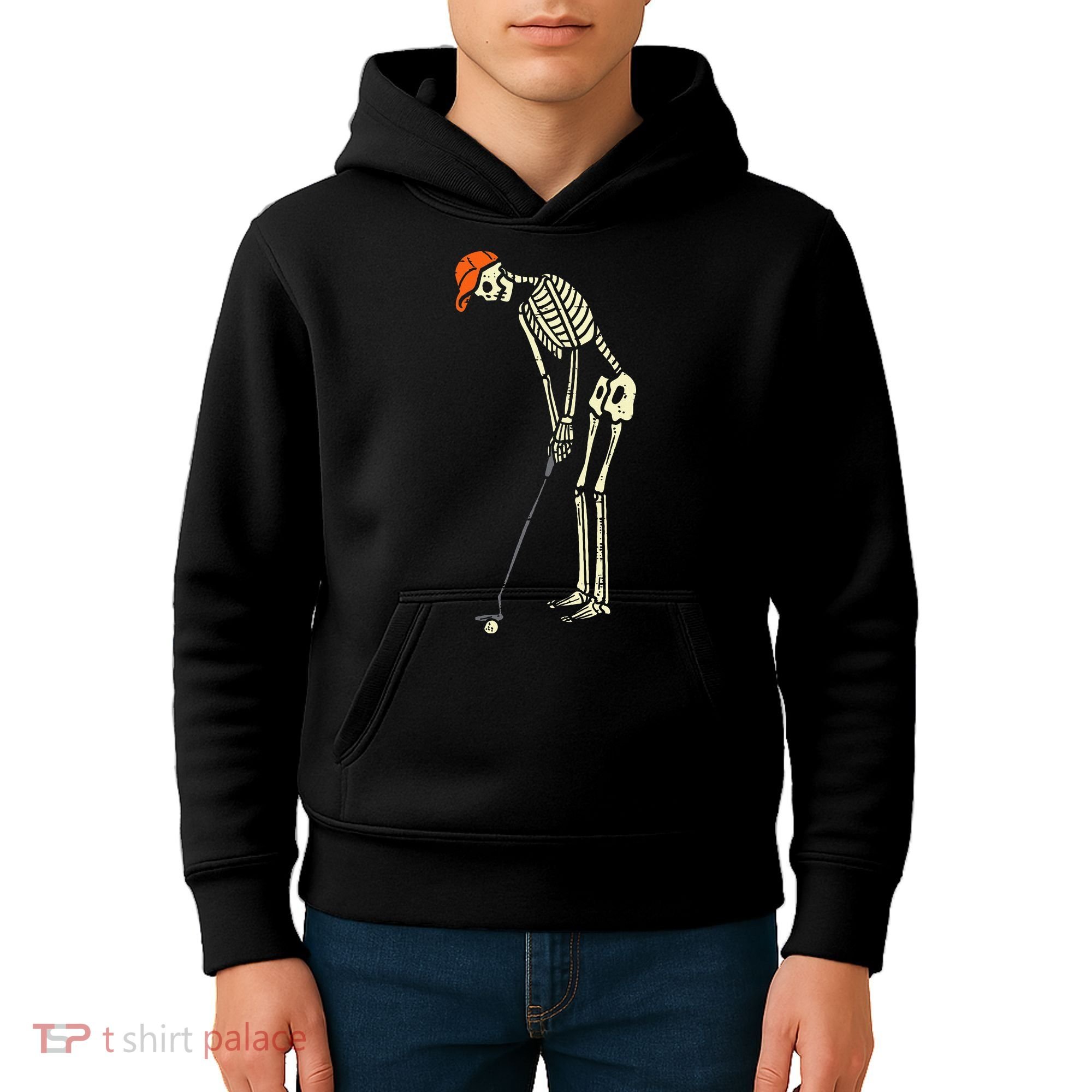 Skeleton Golf Funny Halloween Golfing Sports Golfer Kids Hoodie