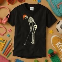 Skeleton Golf Funny Halloween Golfing Sports Golfer Kids T-Shirt thumb 3