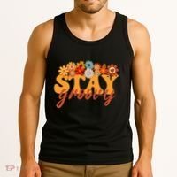 Stay Groovy Flower Power Retro Hippie Vibes Tank Top thumb 3