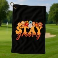 Stay Groovy Flower Power Retro Hippie Vibes Golf Towel thumb 1