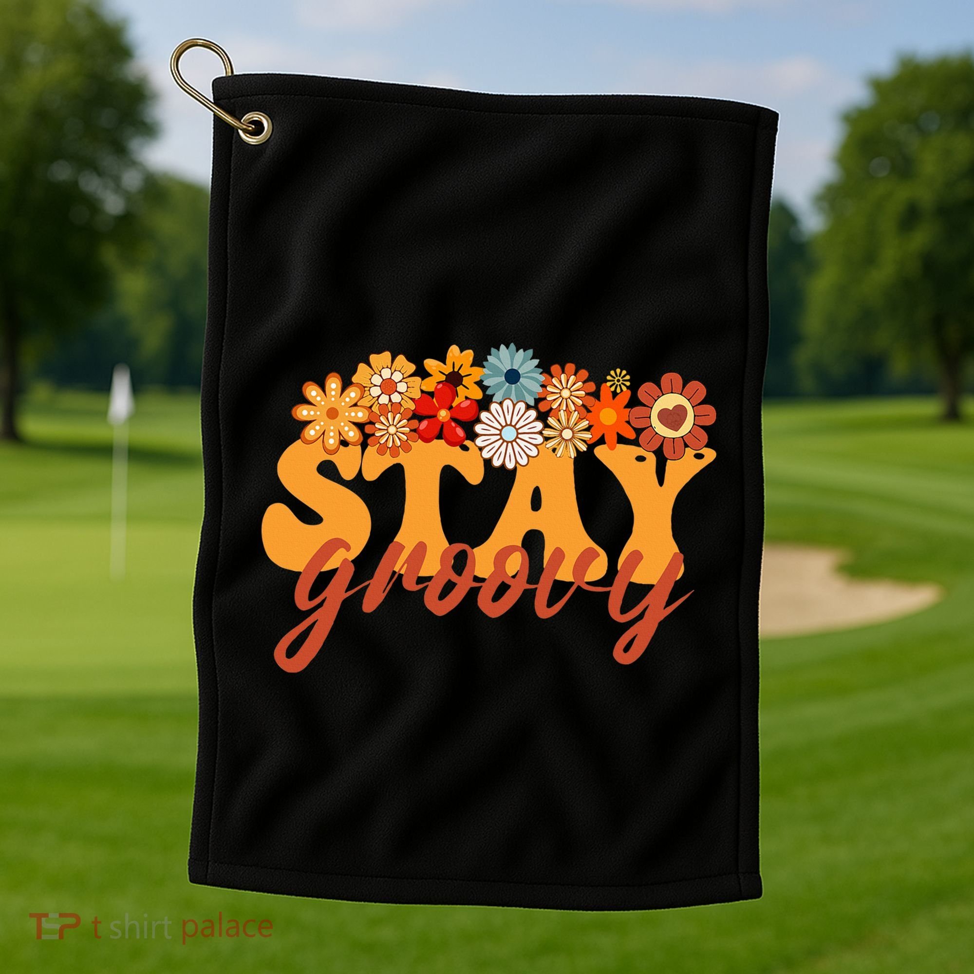 Stay Groovy Flower Power Retro Hippie Vibes Golf Towel