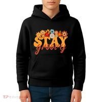 Stay Groovy Flower Power Retro Hippie Vibes Kids Hoodie thumb 4