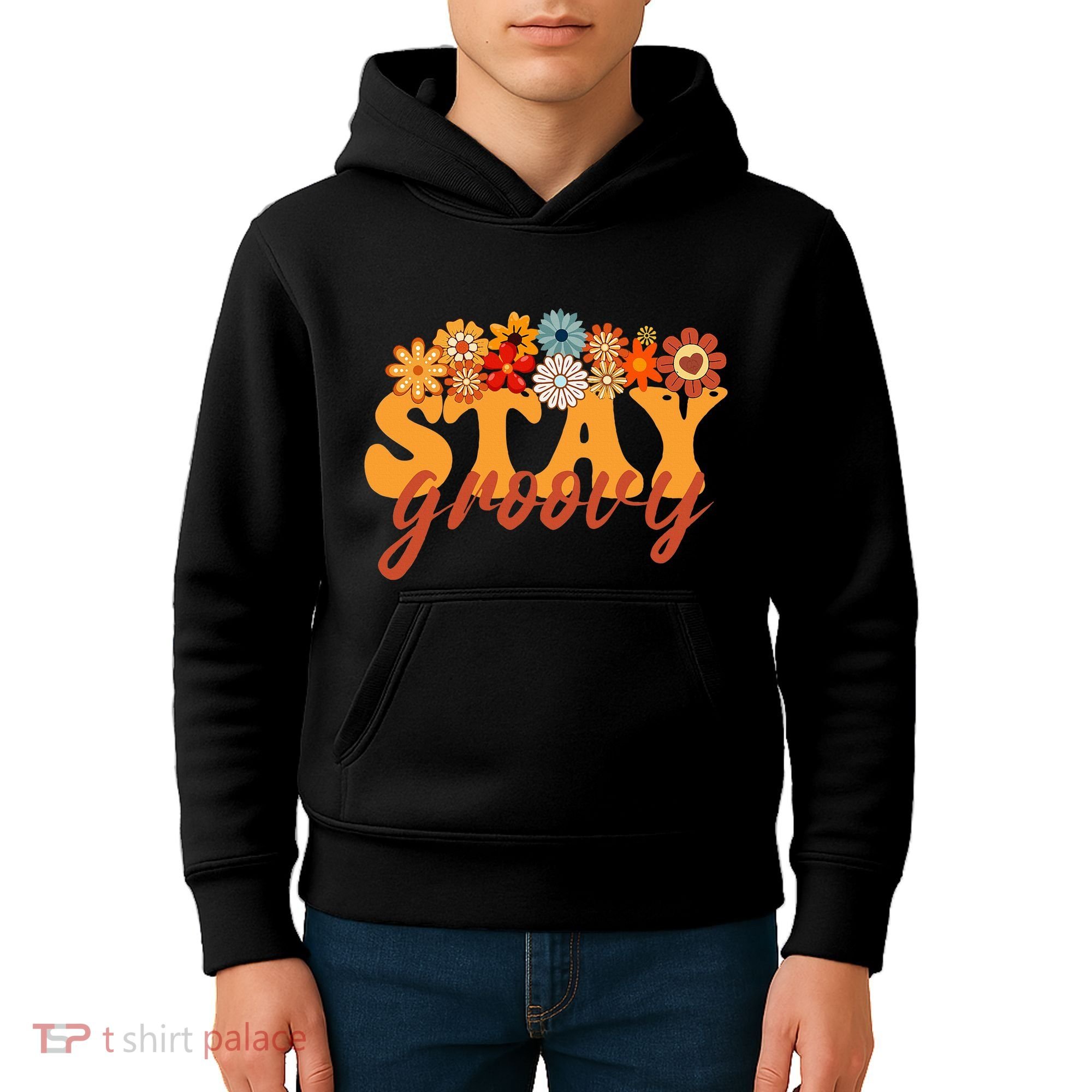 Stay Groovy Flower Power Retro Hippie Vibes Kids Hoodie