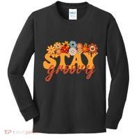 Stay Groovy Flower Power Retro Hippie Vibes Kids Long Sleeve Shirt thumb 0