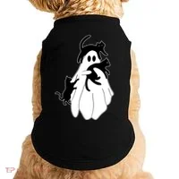 Spooky Ghost Funny Cat Lover Doggie Tank thumb 0